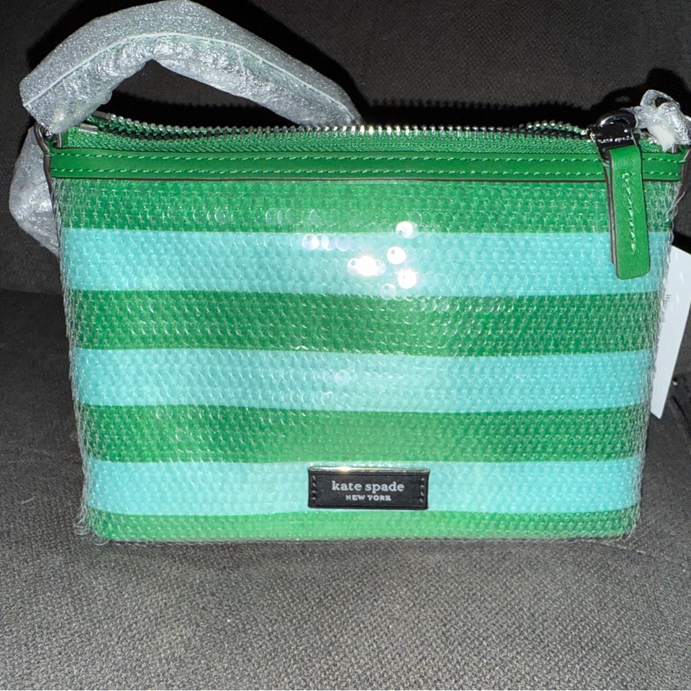 Kate Spade Green and Blue Striped small  Bag